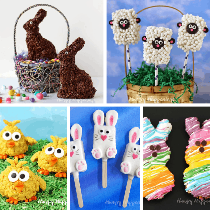 A roundup of 20 EASTER RICE KRISPIE TREATS -- Easy, no-bake cereal treats for the Easter holiday, with links to tutorials and how-tos. 