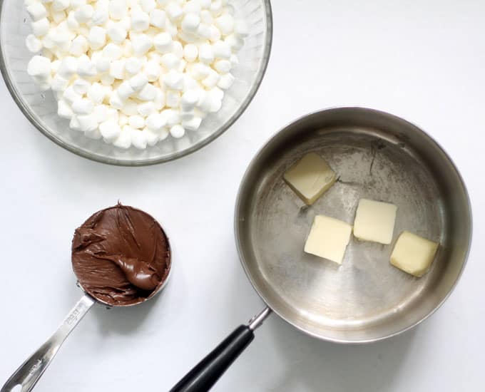 Ingredients for Nutella Rice Krispie Treats