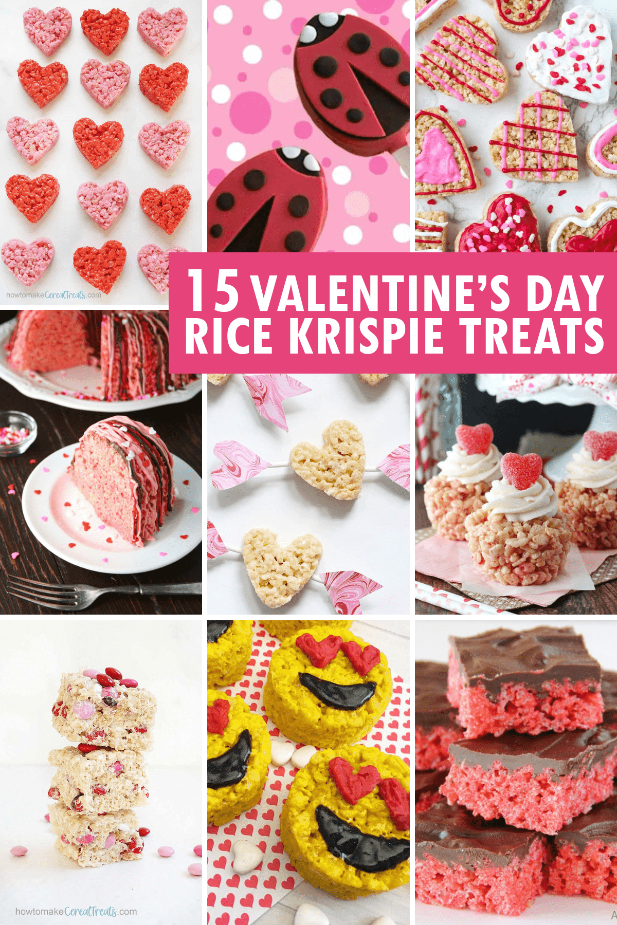 COLLAGE OF Valentine's Day Rice Krispie Treats 