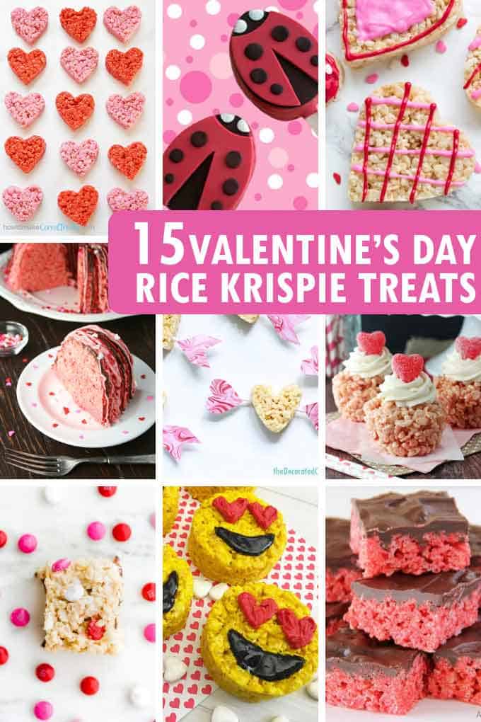 15 VALENTINE'S DAY RICE KRISPIE TREATS -- Fun cereal treat ideas.