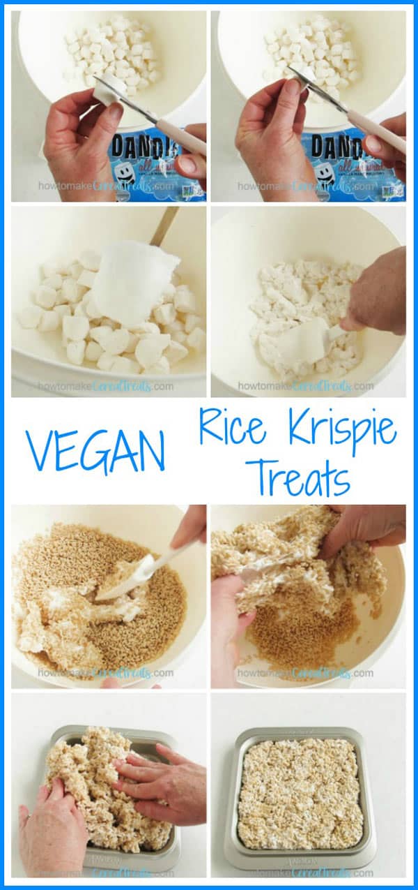 making vegan rice crispy treats with Dandies marshmallows