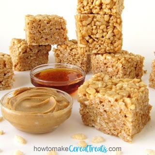 peanut butter and honey rice krispie treats recipe image