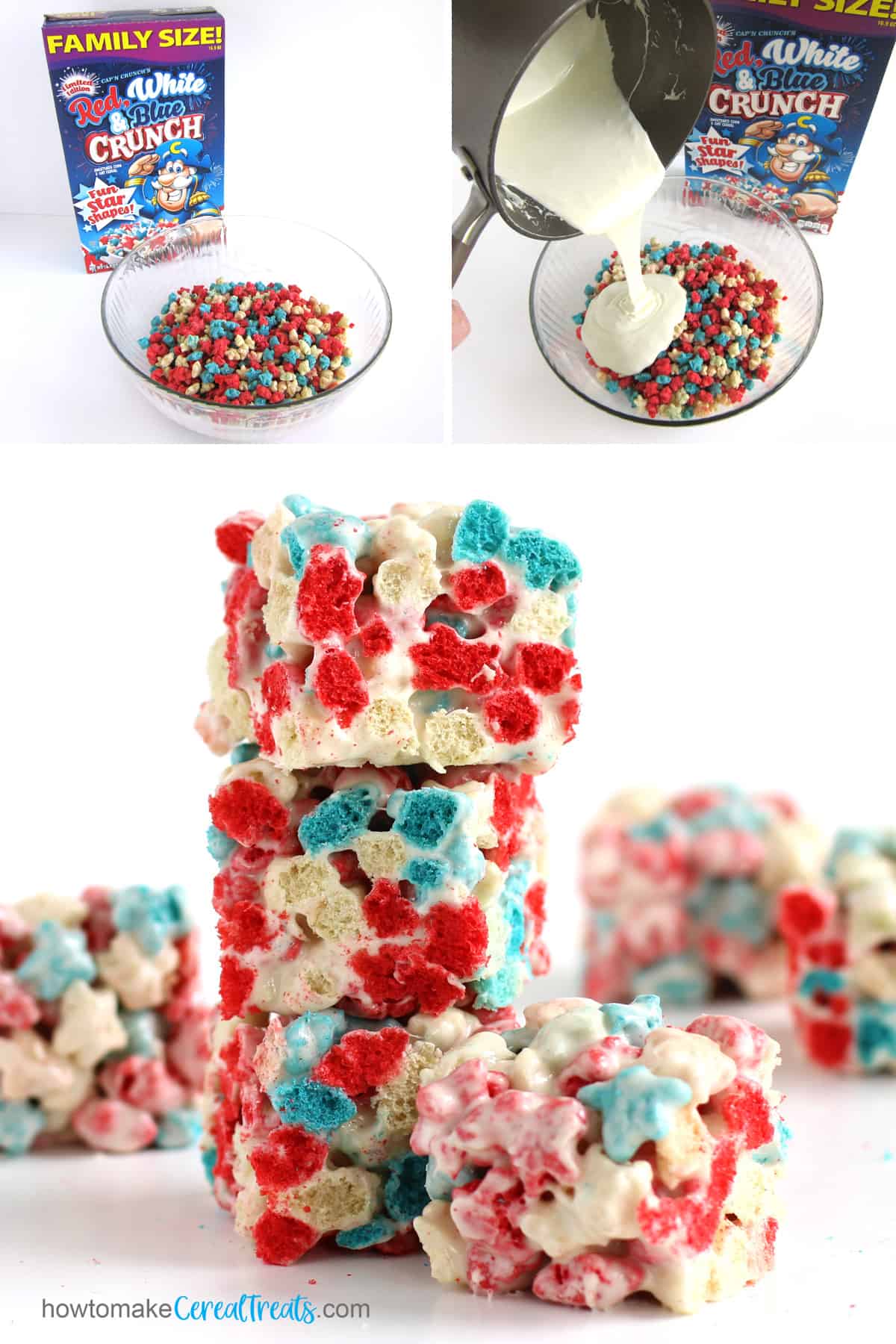 Cap'n Crunch Red, White, and Blue Rice Krispie Treats