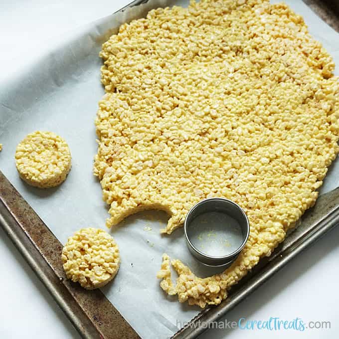 emoji rice krispie treats on baking tray