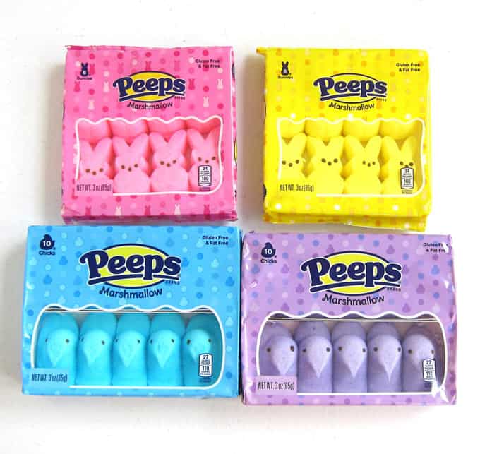 Peeps Marshmallows Pink Bunnies, Yellow Bunnies, Blue Chicks, and Purple Chicks