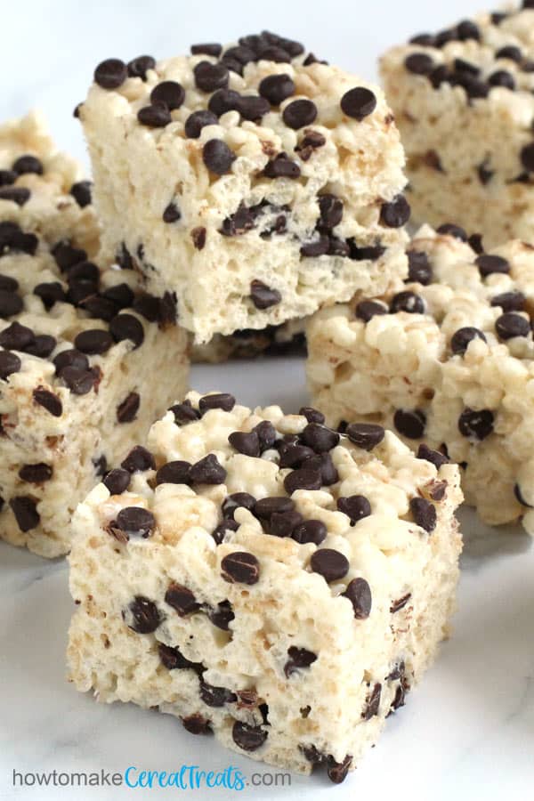 Rice Krispie Treats loaded with mini chocolate chips