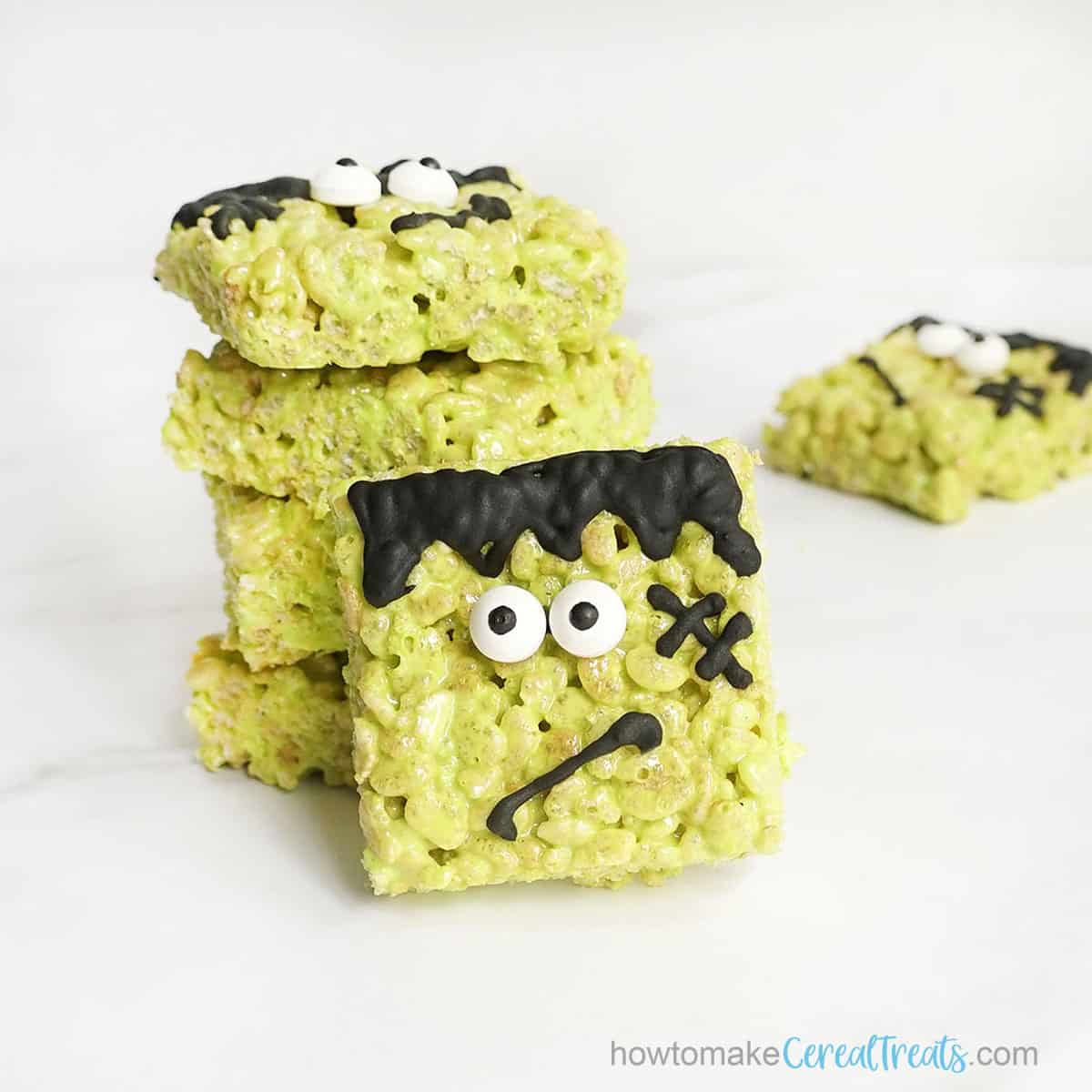 Frankenstein rice krispie treats for Halloween