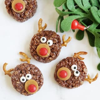 chocolate reindeer Rice Krispie treats for Christmas