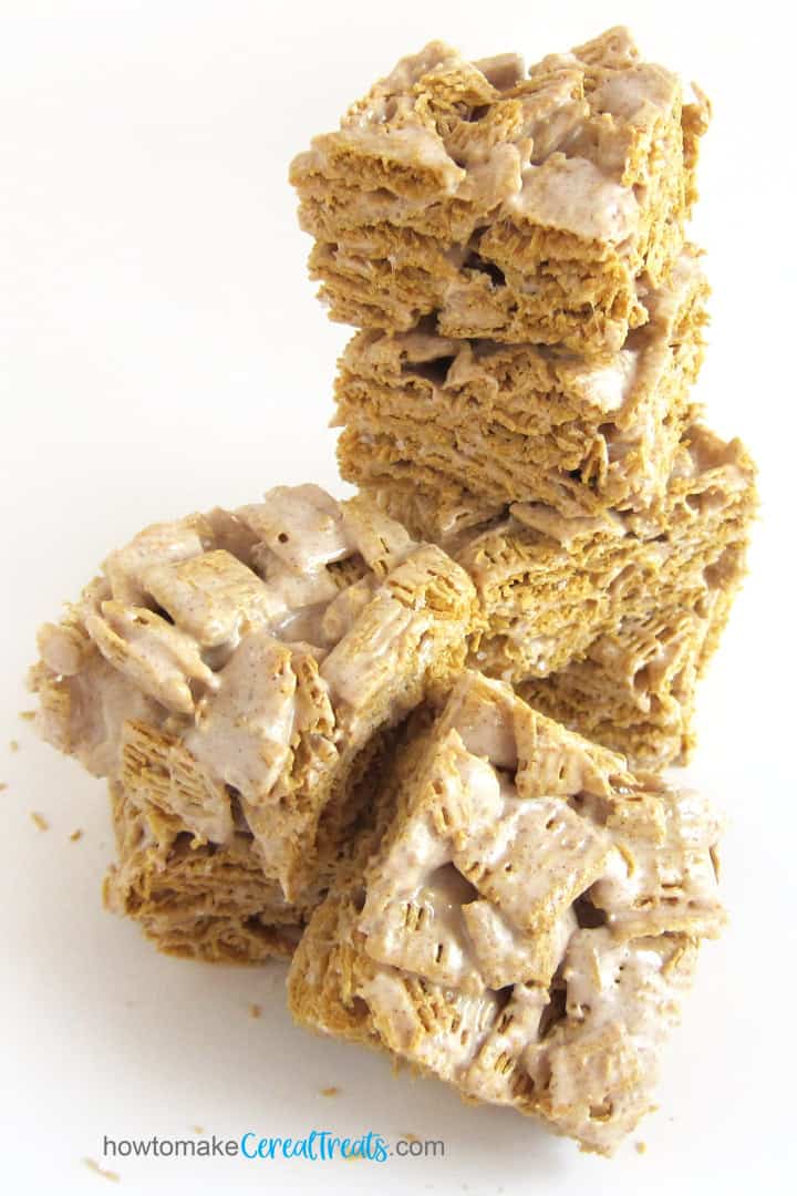 Rice Krispie Treats made using Life Cereal