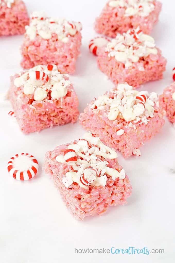 Peppermint rice crispy treats for the holidays 