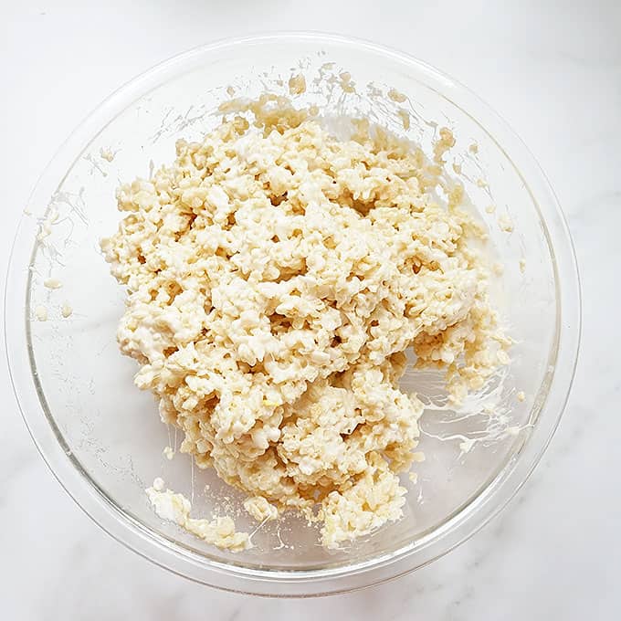 Rice Krispie Treats mixture for Rice Krispie Bundt Cake