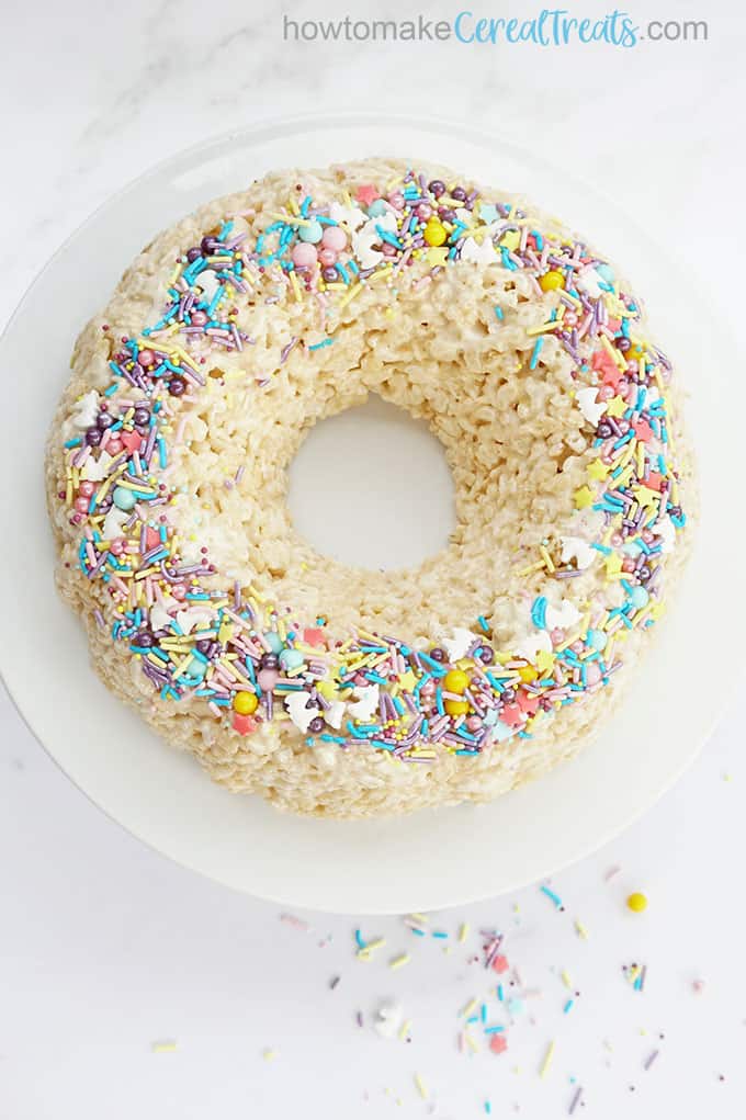 unusual cake idea: EASY Rice Krispie Bundt Cake