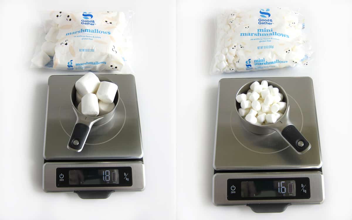 Measuring Good and Gather Marshmallows from Walmart in 1 cup
