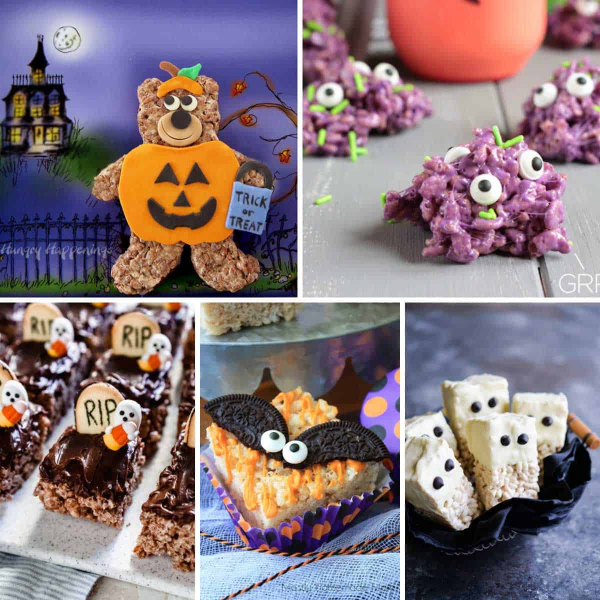 Halloween cereal treat collage