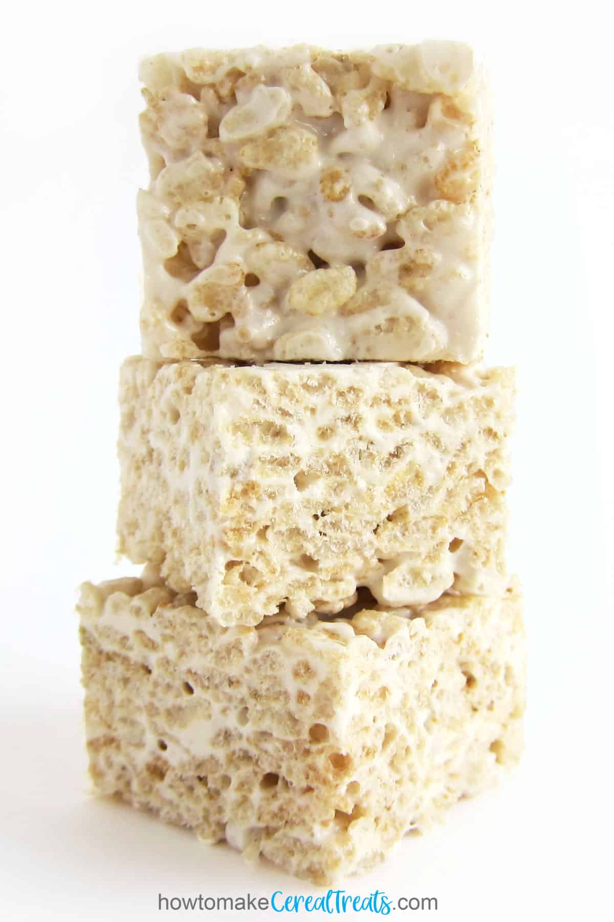 healthy rice krispie treats made using coconut oil, Smashmallows, and brown rice crispy cereal