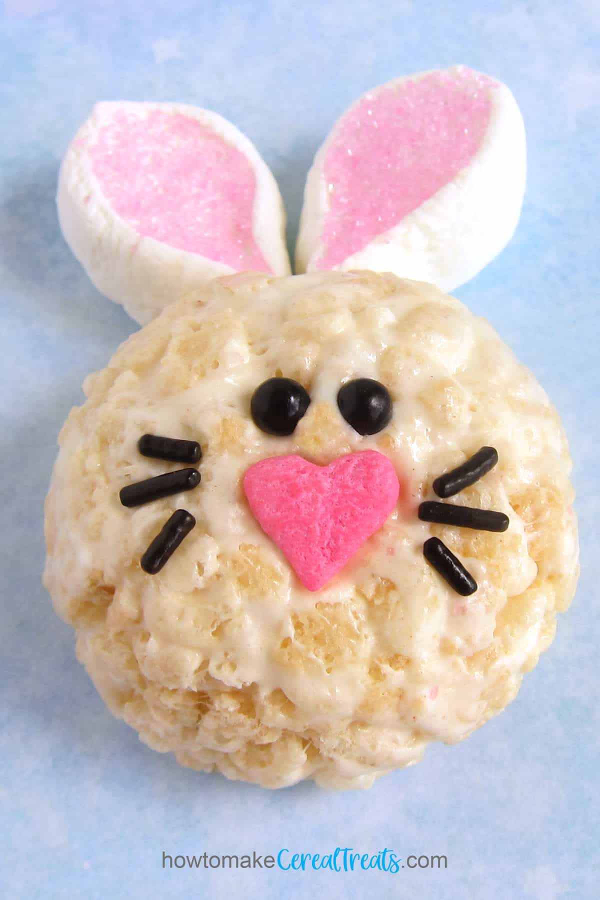 Cute Easter Bunny Rice Krispie Treat with marshmallow ears.