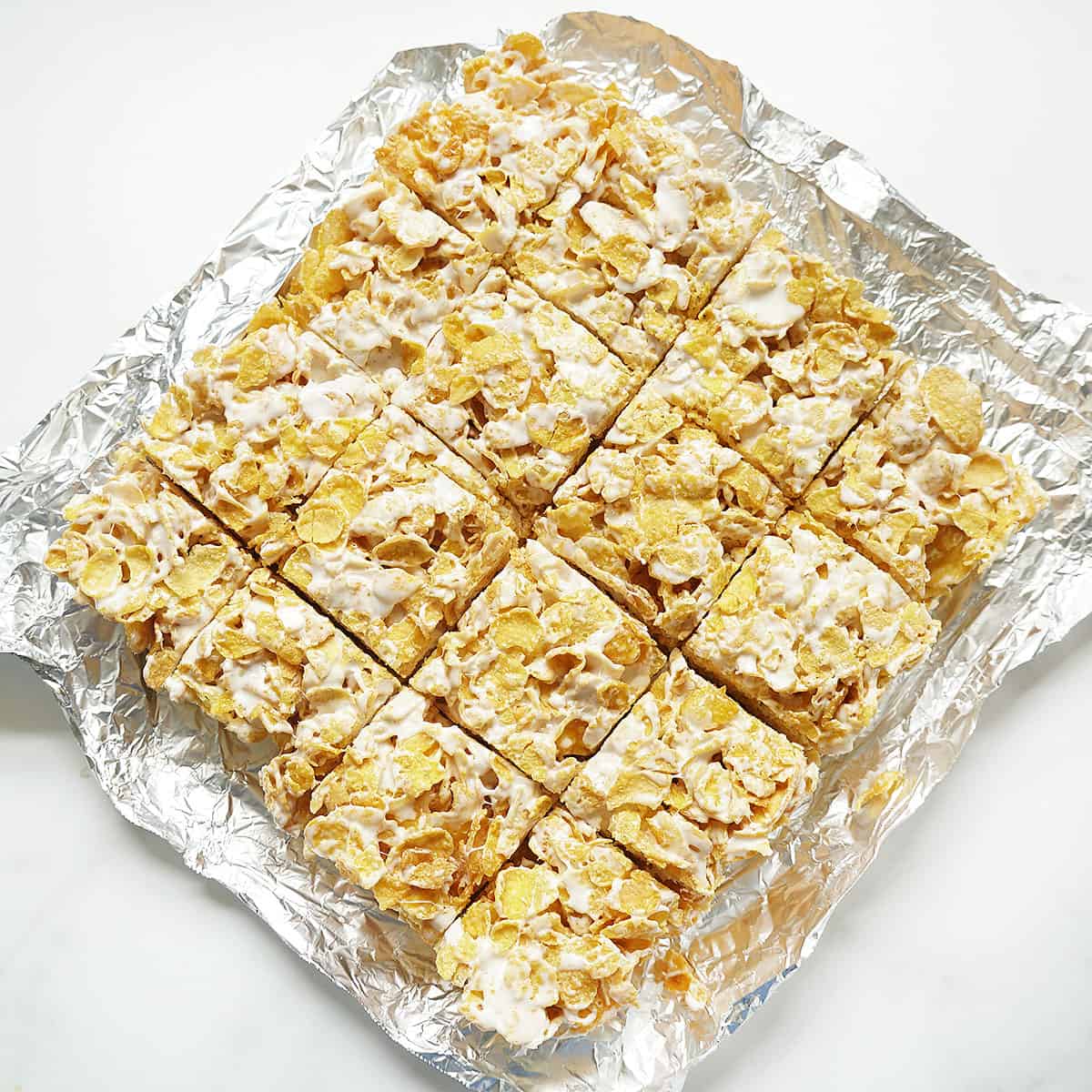 Corn Flakes treats cut in squares