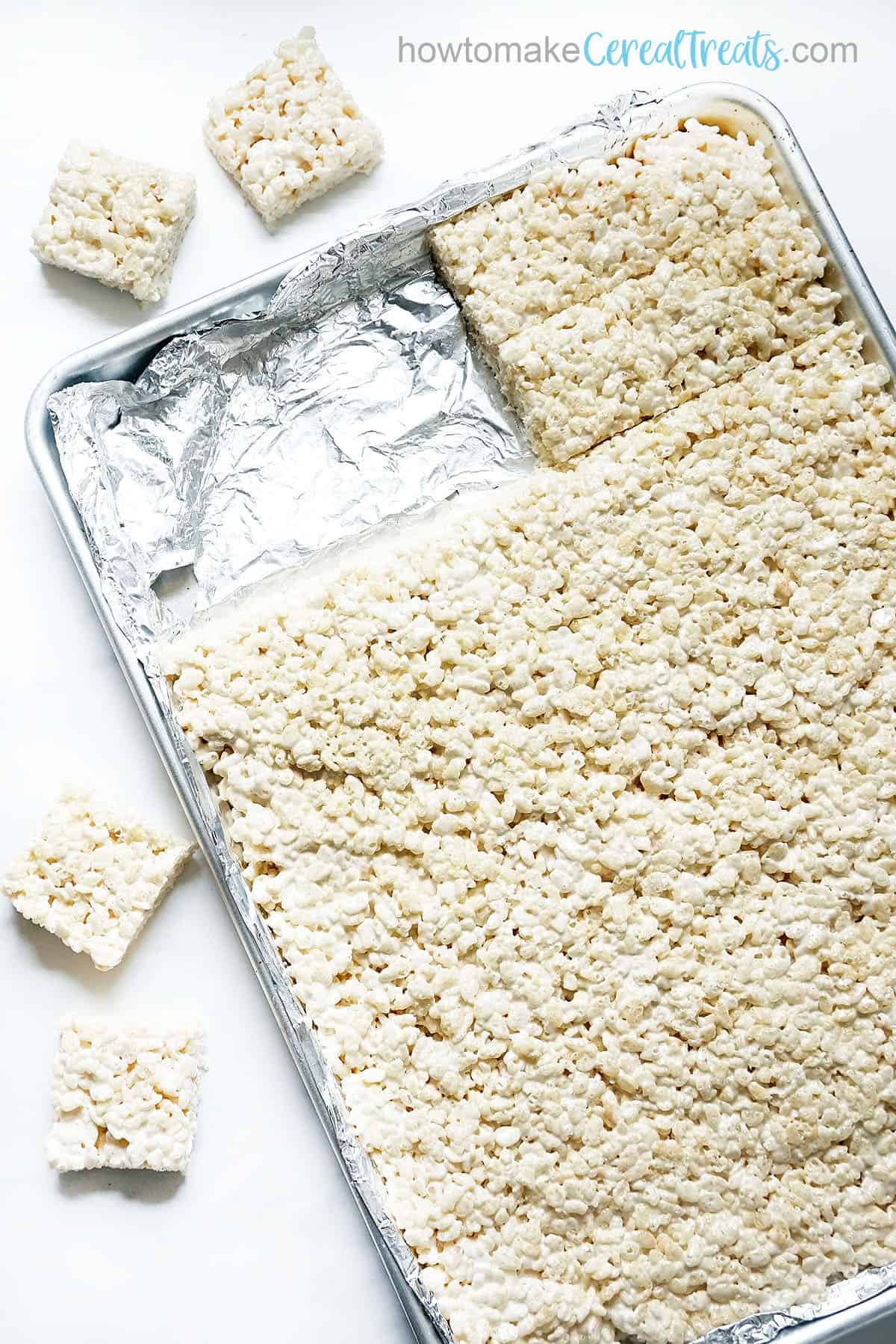 Rice Krispie Treats in sheet pan/baking tray 