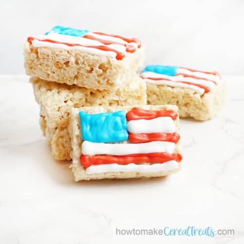 Rice Krispie Treats for the 4th of July decorated with icing