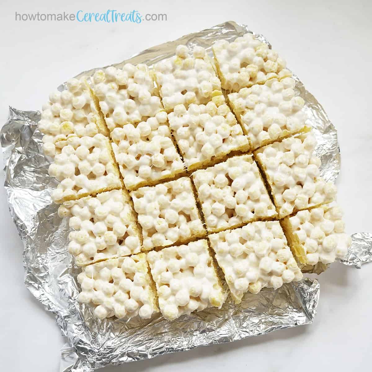 Kix cereal treats cut into 16 squares