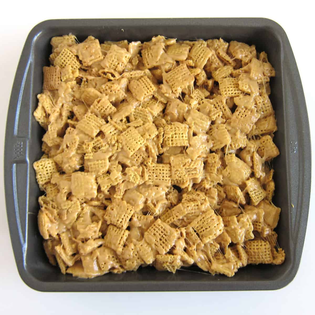 chex bars in an 8-inch square baking pan