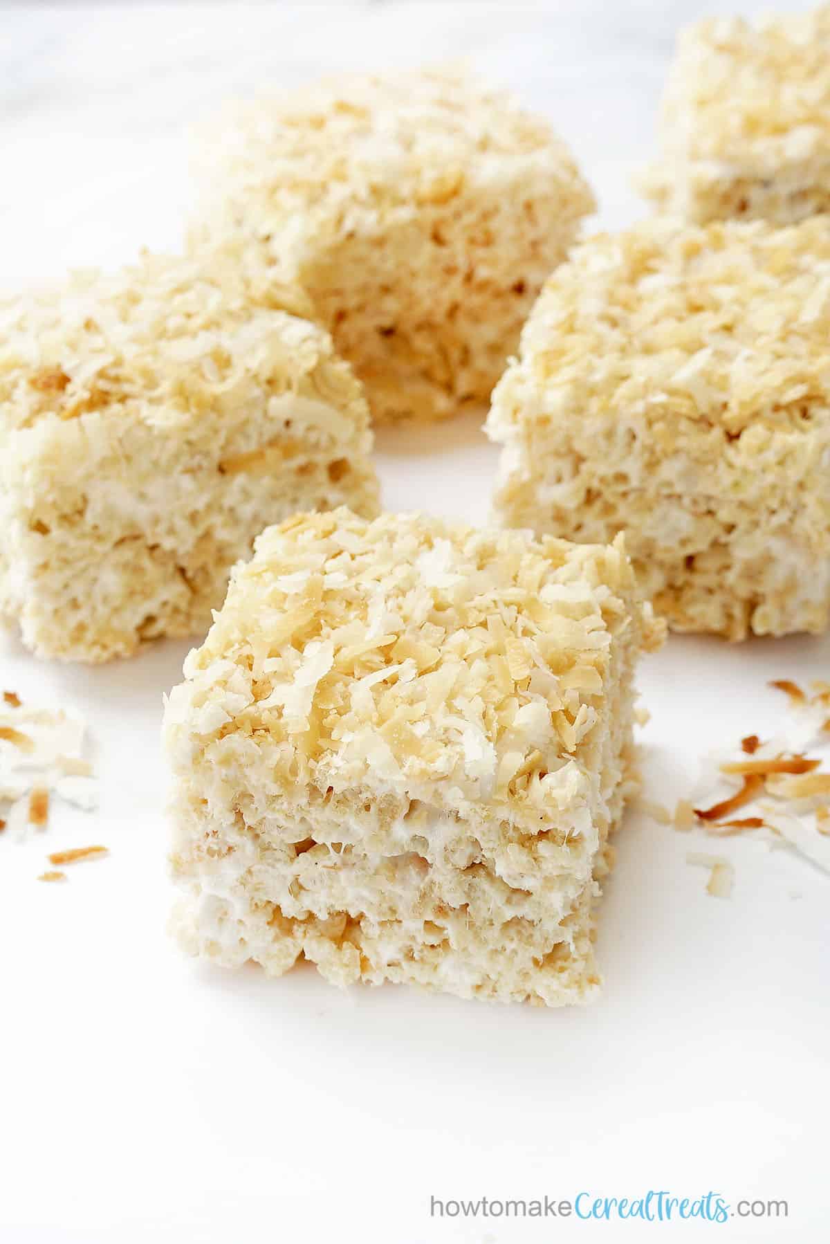 rice Krispie Treats with toasted coconut