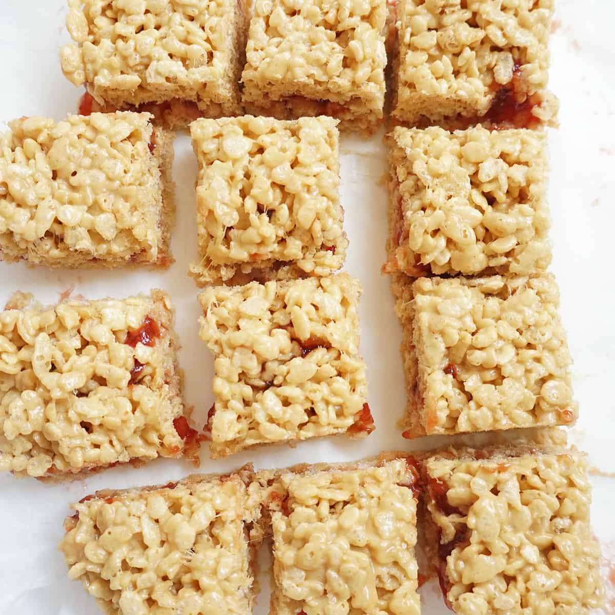 peanut butter and jelly Rice Krispie Treats