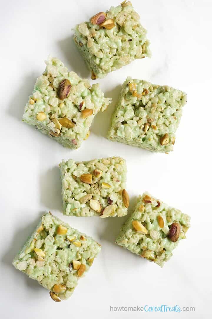 Easy pistachio Rice Krispie Treats -- buttery, nutty, and delicious
