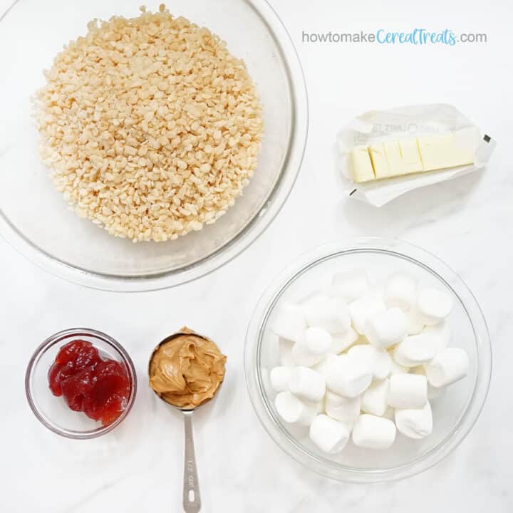 The BEST Peanut Butter and Jelly Rice Krispie Treats -- no bake!