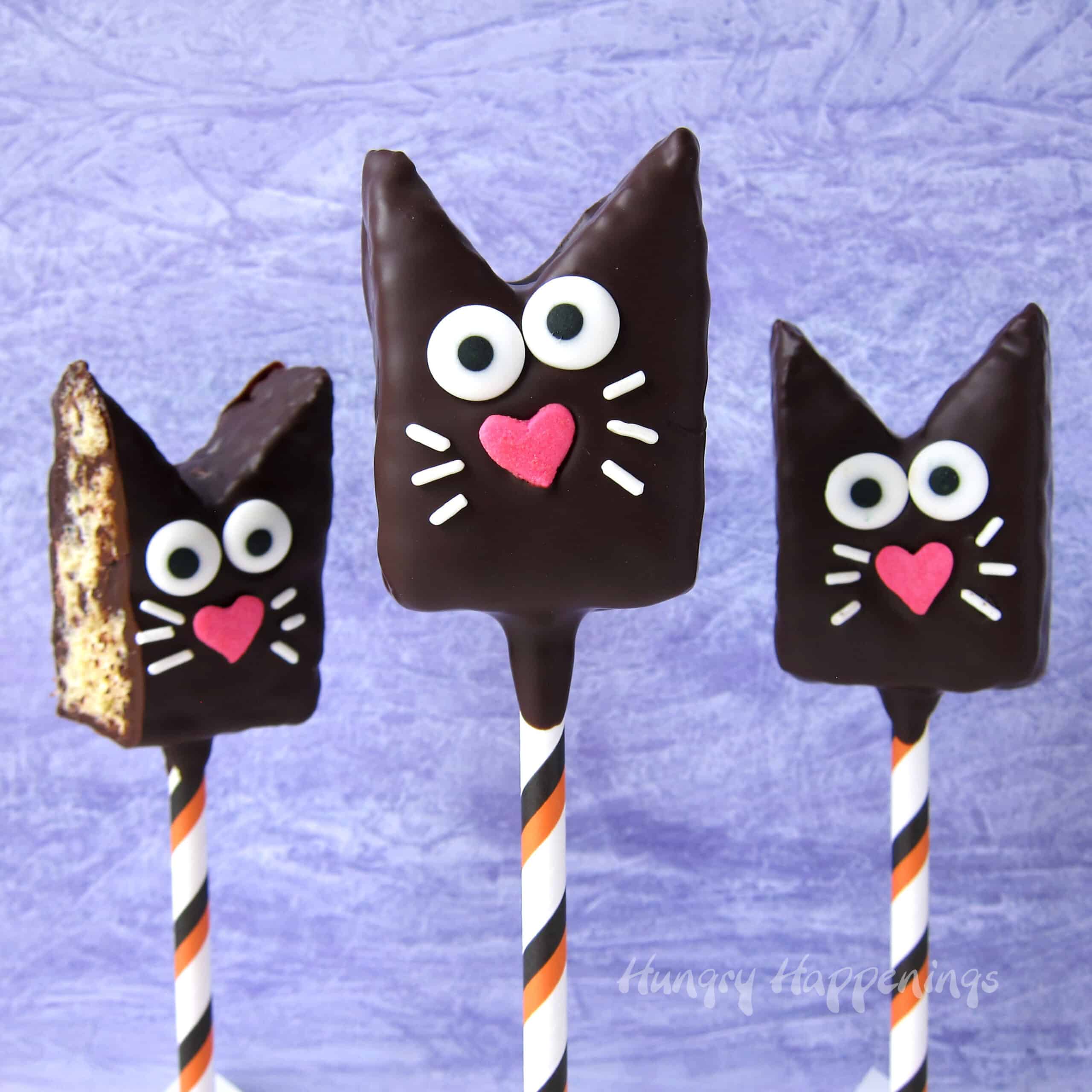 Chocolate Rice Krispie Treat Cat lollipops. 