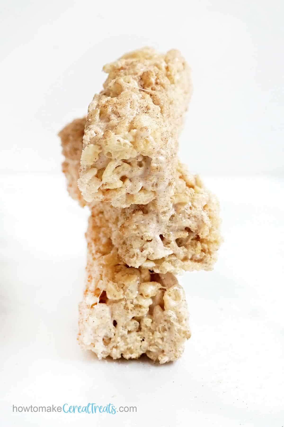 stack of cinnamon sugar churro Rice Crispy Treats
