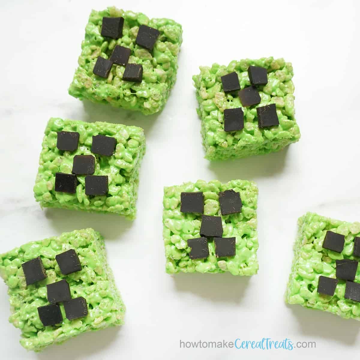 Green Minecraft Rice Krispie Treats