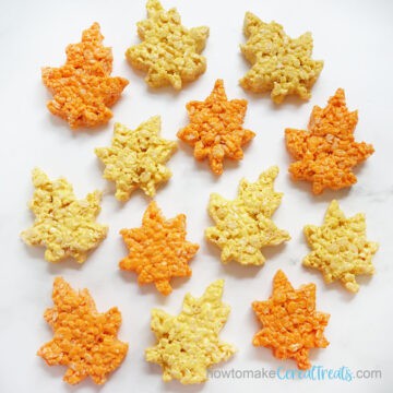 yellow and orange Fall Leaves Rice Krispie treats