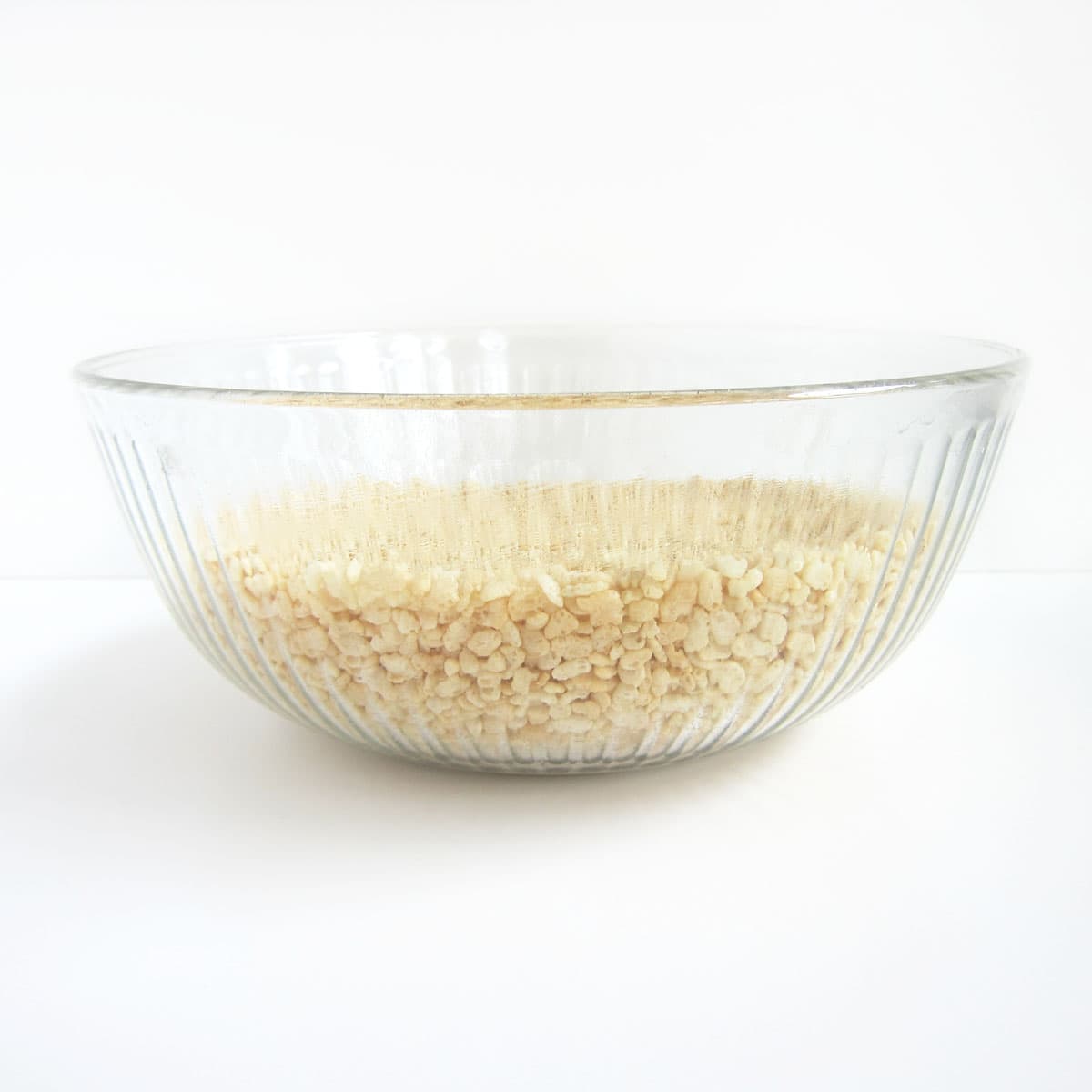 Rice Krispies cereal in a mixing bowl.