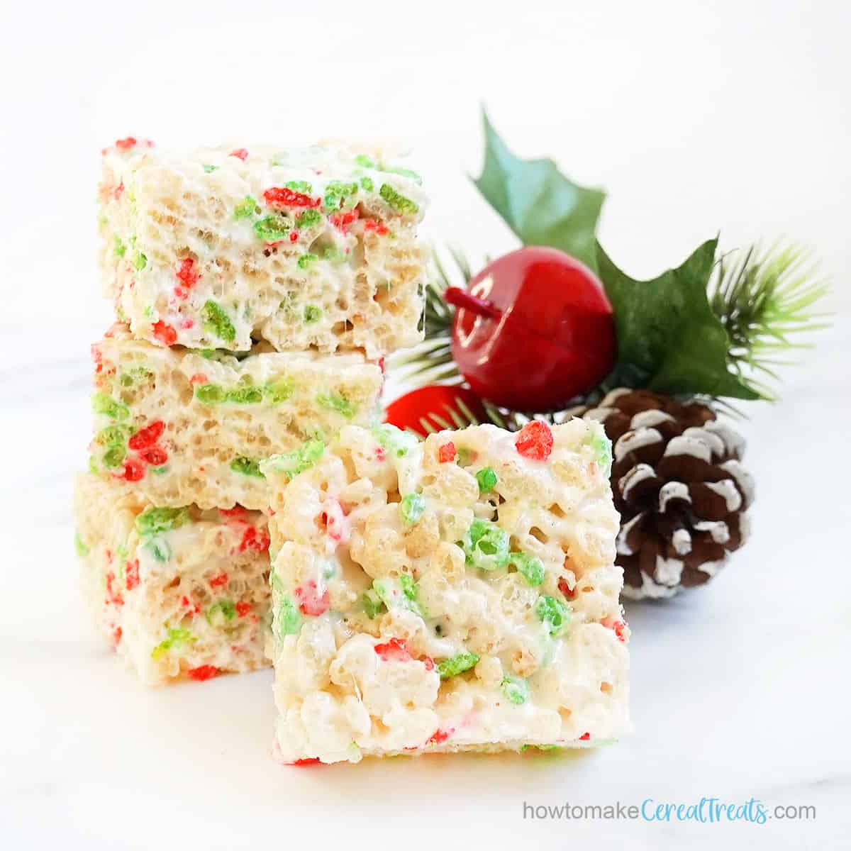 Christmas Rice Krispie Treats with decorations