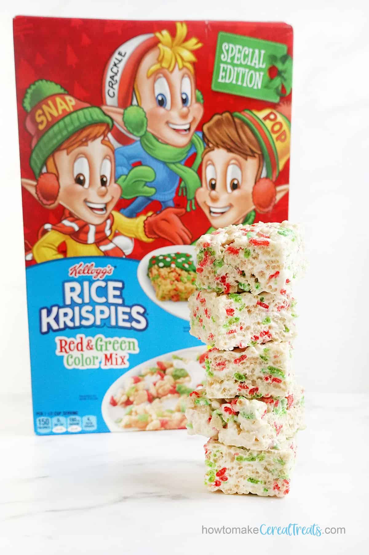 Special Edition red and green cereal mix Christmas Rice Krispie treats