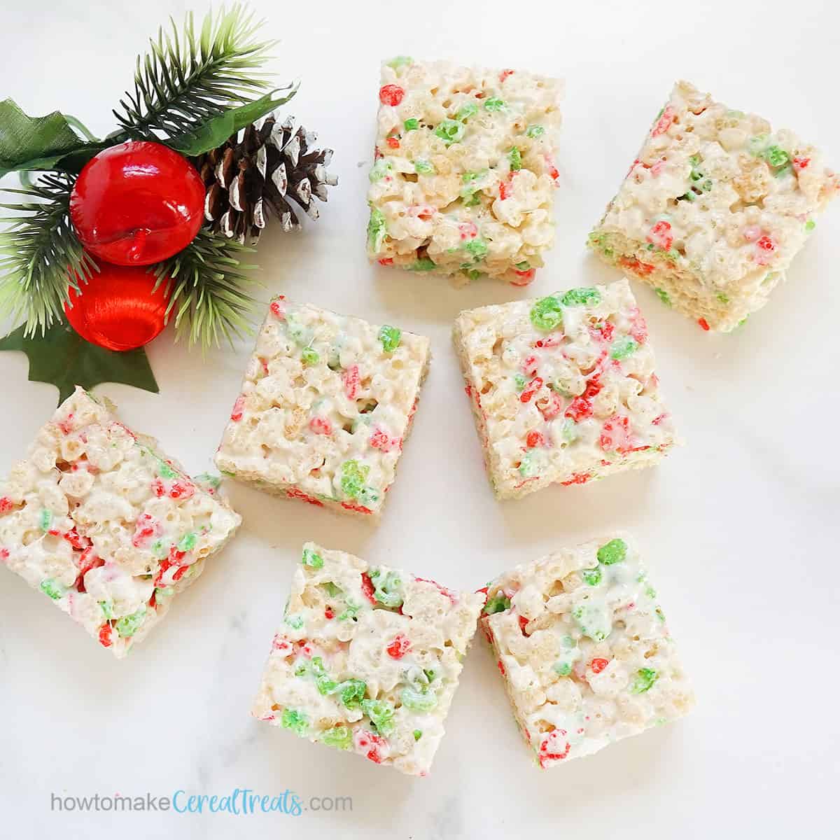 red and green holiday Rice Krispie Treats