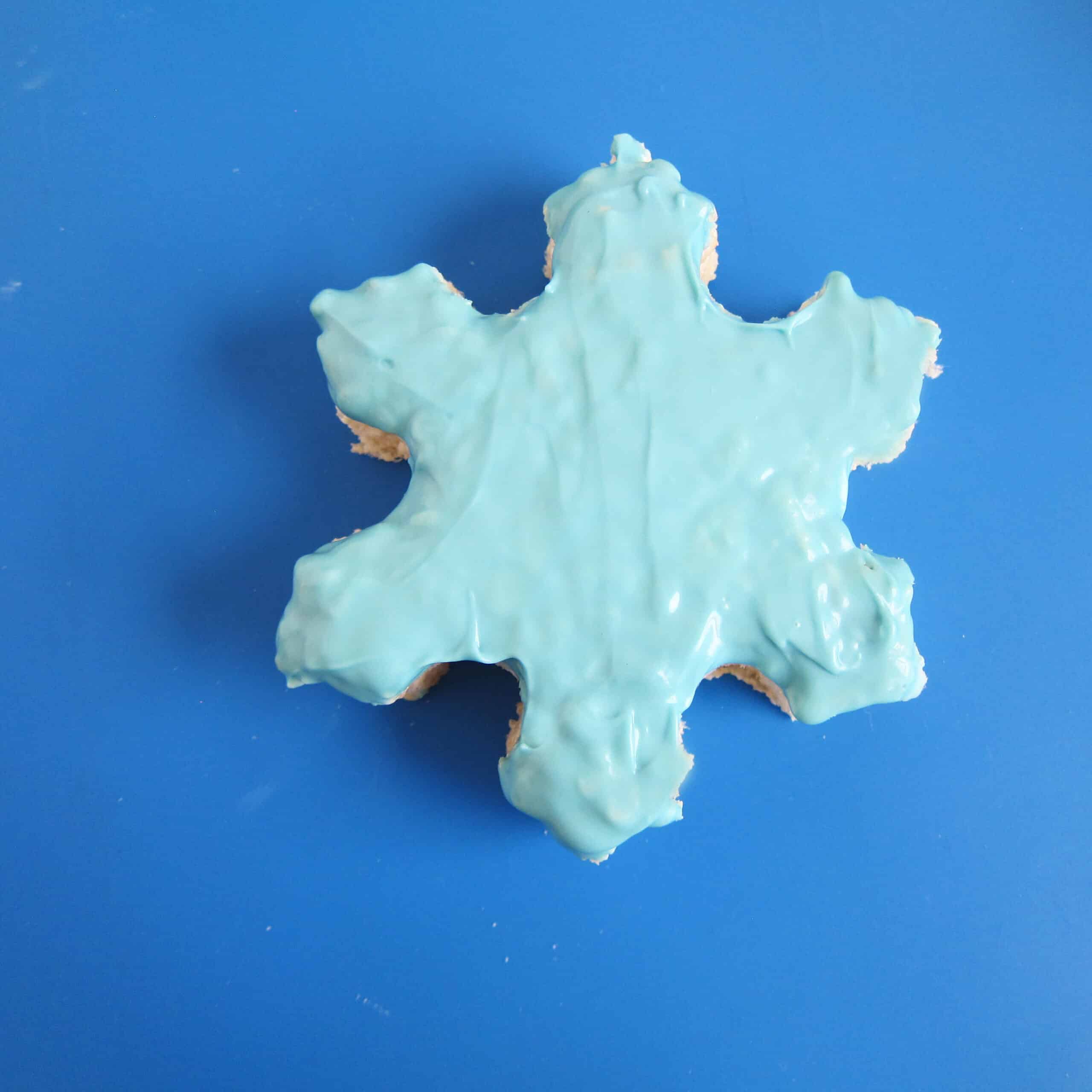 blue candy melts-coated snowflake treat.