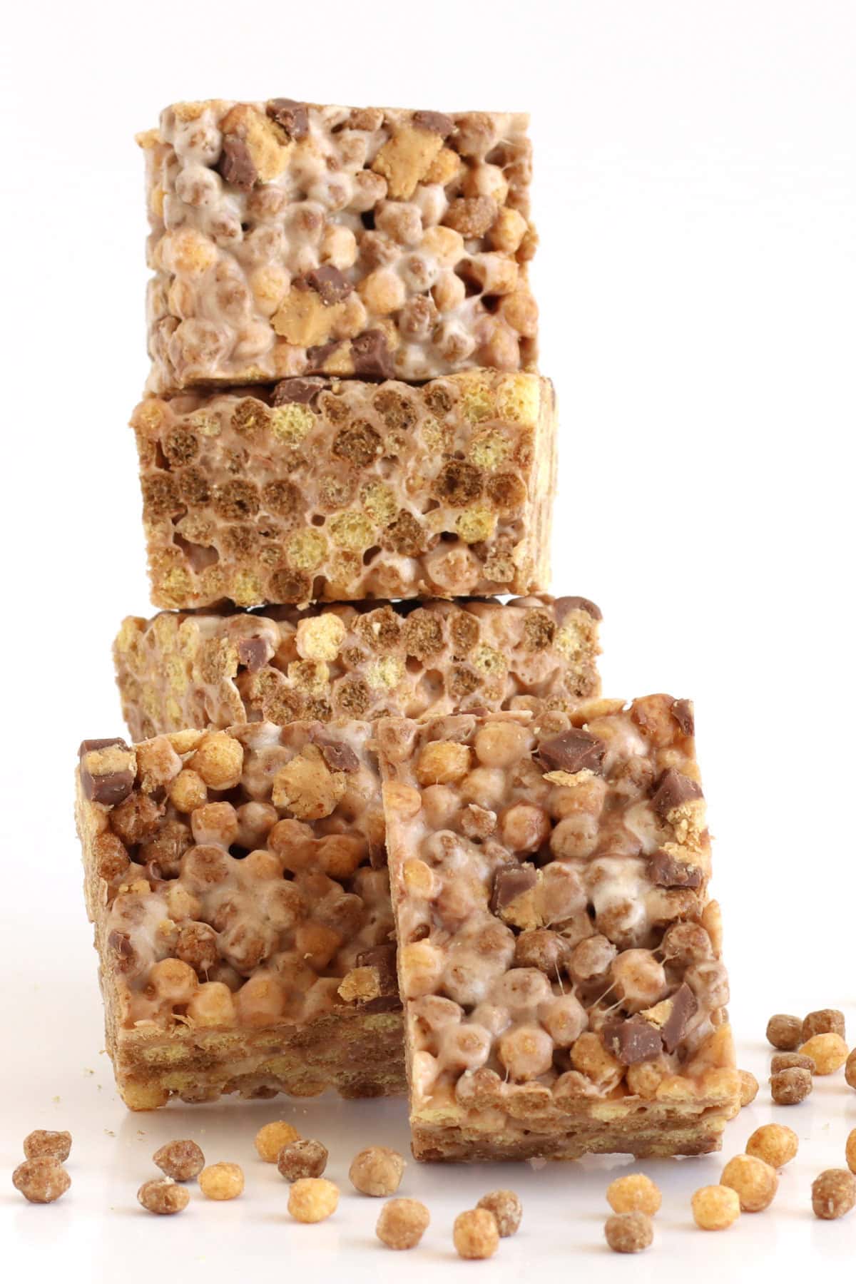Reese's Puffs Minis Cereal Treats made with marshmallows and Reese's Cups.